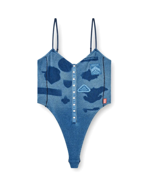 Alternative view of בגד גוף בסריג ריב עם אפקט פאצ'ים